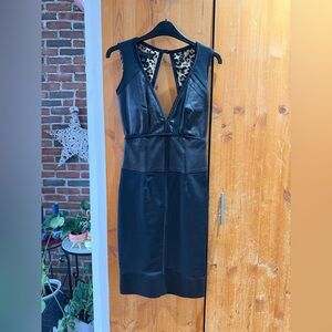 Twentycluny Black Dress with leather details
